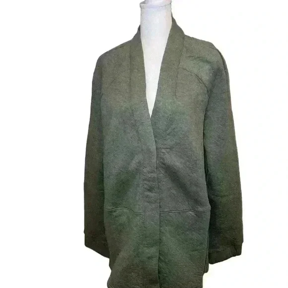 NEW Lunya Lahgo Men’s Restore Double Faced Cardigan Sweater M Green Heather.